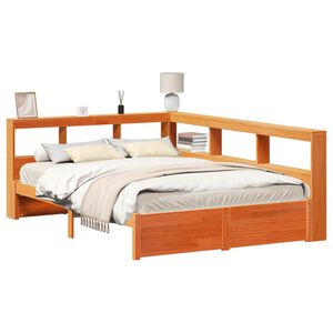 vidaXL B&uuml;cherregal-Bett mit Kopfteil 2 pcs Wachsbraun 200 x 150 cm