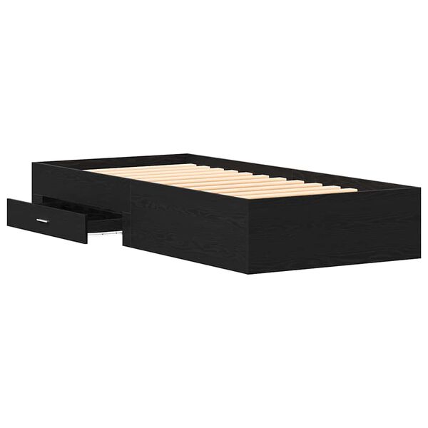 vidaXL Bettrahmen Schwarz Eichen-Optik 90 x 200 cm Holzwerkstoff