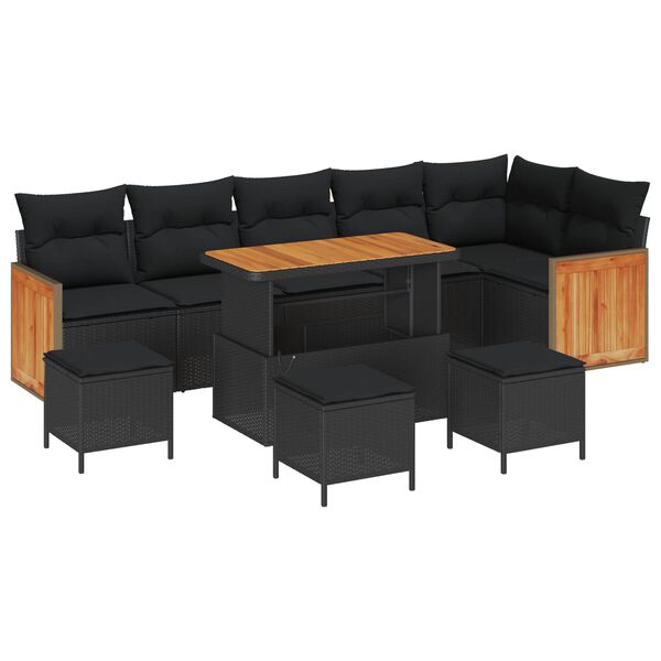 vidaXL Gartensofa-set mit Kissen 12 pcs Schwarz Poly-Rattan