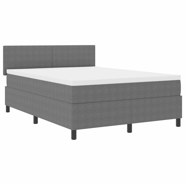 vidaXL LED Boxspringbett Hellgrau und Wei&szlig; 140 x 190 cm Cordstoff