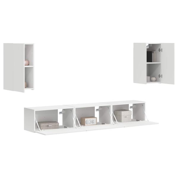 vidaXL TV-Schrankset Wandmontiert 5 pcs Wei&szlig; Holzwerkstoff