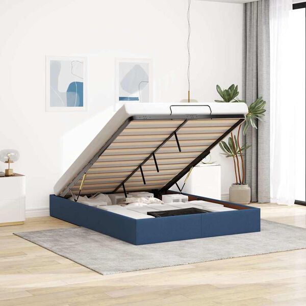 vidaXL Ottoman-Bett ohne Matratze Blau 140x200 cm Stoff
