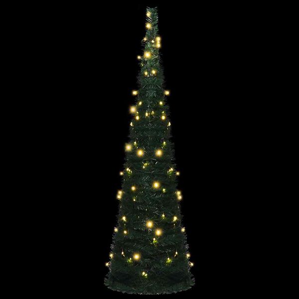 vidaXL K&uuml;nstlicher Pop-Up-Weihnachtsbaum mit Beleuchtung Gr&uuml;n 150 cm