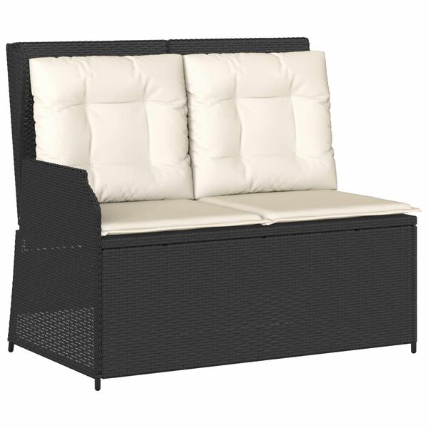 vidaXL Gartenbank Schwarz Poly-Rattan