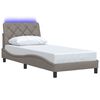 vidaXL Bettgestell mit LED ohne Matratze Taupe 90x190 cm Stoff