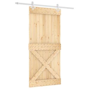 vidaXL Schiebet&uuml;r Nat&uuml;rlich und Wei&szlig; 95 x 210 cm Massivkiefer