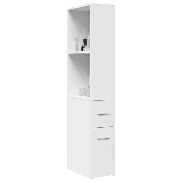 vidaXL Badschrank Schmal mit Rollen Wei&szlig; Holzwerkstoff