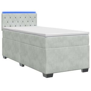 vidaXL Boxspringbett mit Matratze und LED Hellgrau 80 x 200 cm Samt