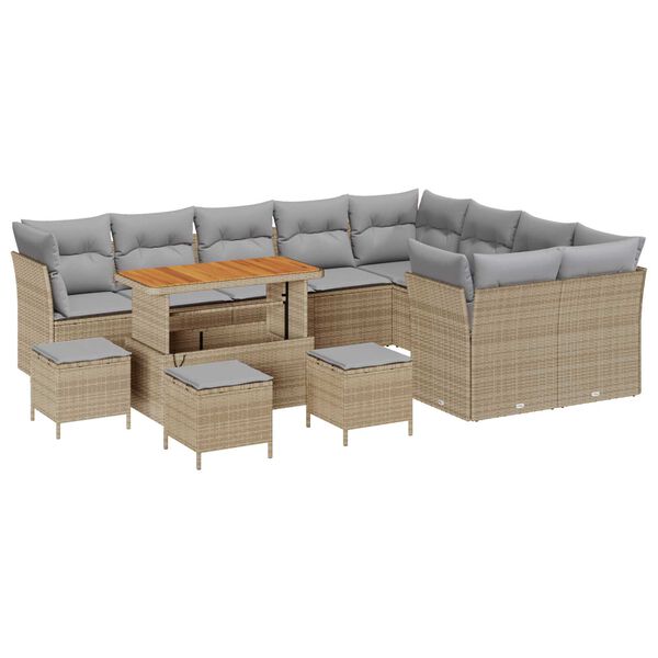 vidaXL Gartensofa-set 13 pcs Beige Poly-Rattan