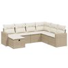 vidaXL 7-tlg. Garten-Sofagarnitur mit Kissen Beige Poly Rattan