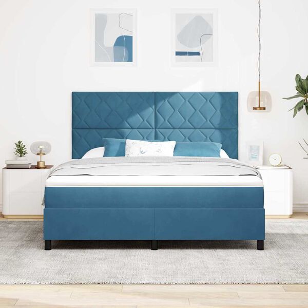 vidaXL LED Boxspringbett mit Matratze Dunkelblau 180 x 200 cm Stoff