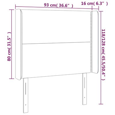 vidaXL Kopfteil mit Ohren Dunkelgrau 93x16x118/128 cm Samt