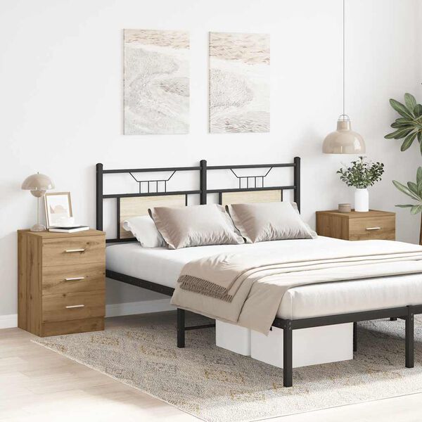 vidaXL Nachttische 2 Stk. Artisan-Eiche 38x35x55 cm Holzwerkstoff