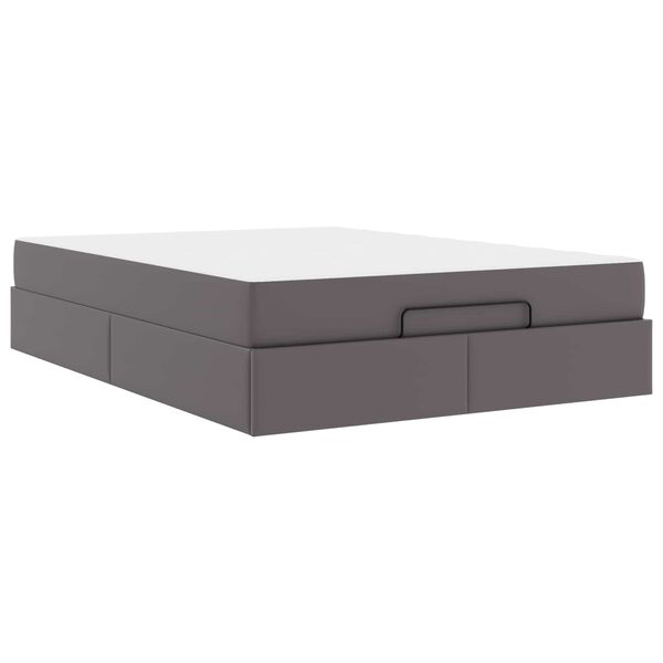 vidaXL Bettgestell mit Matratze mit Matratze 2 pcs Grau PVC