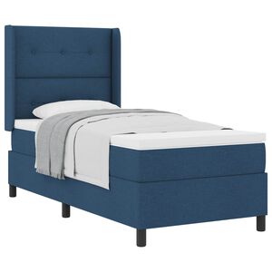 vidaXL Boxspringbett mit Kissen mit Kopfteil Blau 200 x 100 cm Stoff
