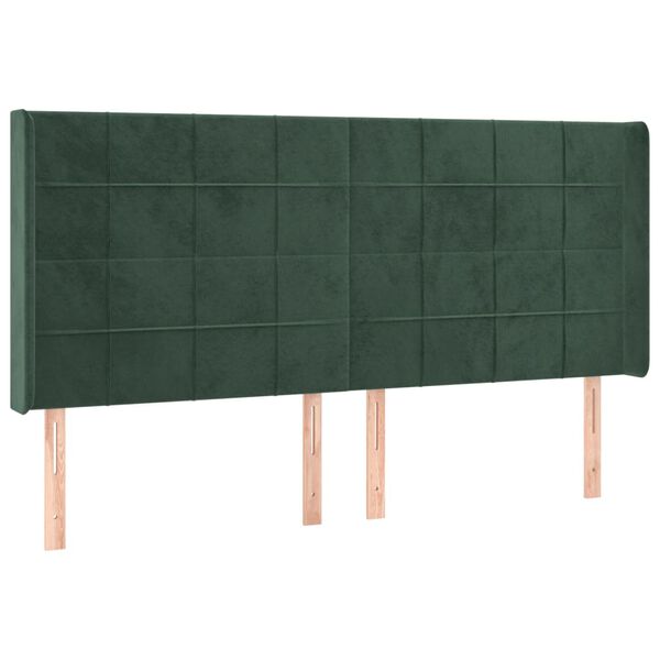 vidaXL LED Kopfteil Dunkelgr&uuml;n 203x16x118/128 cm Samt