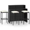vidaXL 4-tlg. Gartenbar-Set mit Kissen Schwarz