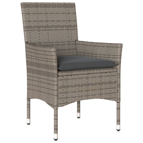 vidaXL Gartenst&uuml;hle mit Kissen 2 Stk. Grau Poly Rattan