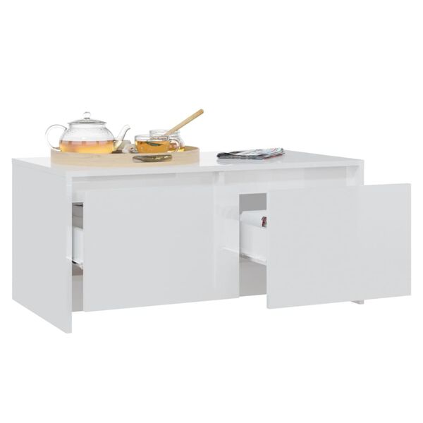 vidaXL Couchtisch Hochglanz-Wei&szlig; 90x50x41,5 cm Holzwerkstoff