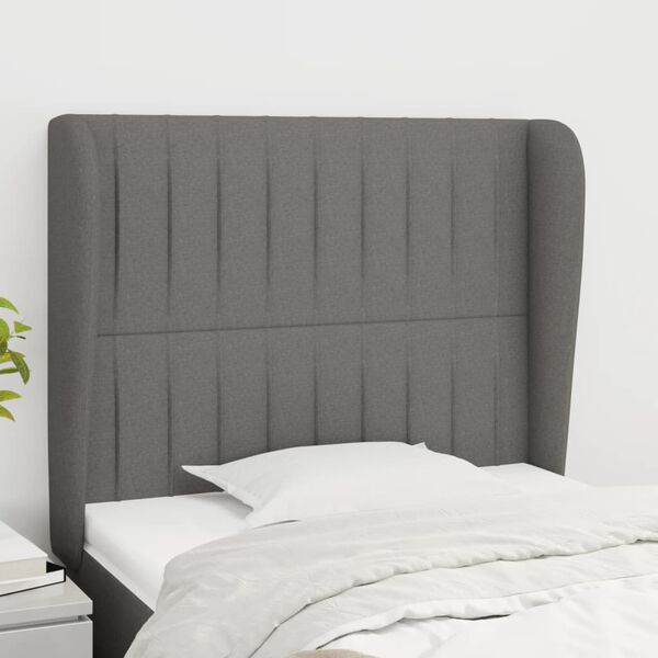 vidaXL Kopfteil mit Ohren Dunkelgrau 103x23x118/128 cm Stoff