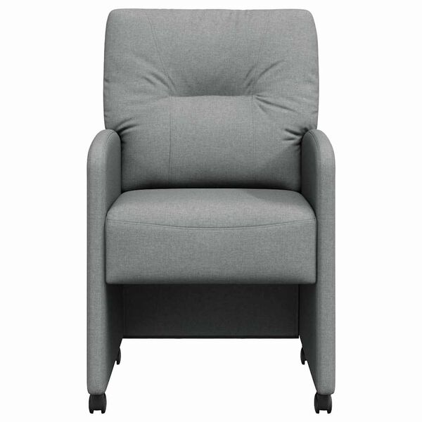 vidaXL Esszimmerst&uuml;hle mit Rollen 2 pcs Hellgrau 57 x 67 x 95 cm Stoff