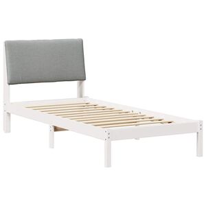 vidaXL Bettgestell Wei&szlig; und Hellgrau 90 x 190 cm Massivholz Kiefer