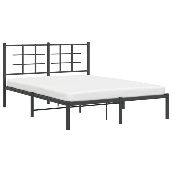 vidaXL Bettgestell mit Kopfteil Metall Schwarz 140x200 cm