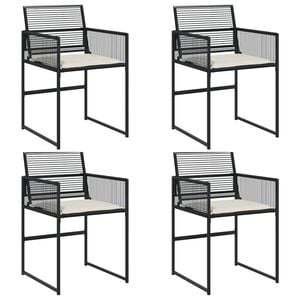 vidaXL Gartenst&uuml;hle mit Kissen 4 Stk. Schwarz Poly Rattan