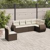 vidaXL 6-tlg. Garten-Sofagarnitur mit Kissen Braun Poly Rattan