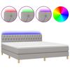 vidaXL Boxspringbett mit Matratze & LED Hellgrau 180x200 cm Stoff