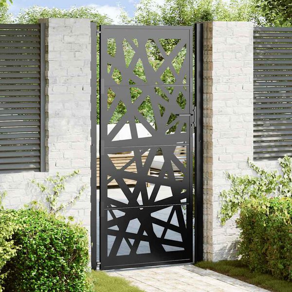 vidaXL Gartentor Schwarz 100x200 cm Stahl Leichtes Design