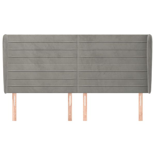 vidaXL Kopfteil mit Ohren Hellgrau 163x23x118/128 cm Samt