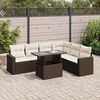 vidaXL 7-tlg. Garten-Sofagarnitur mit Kissen Braun Poly Rattan