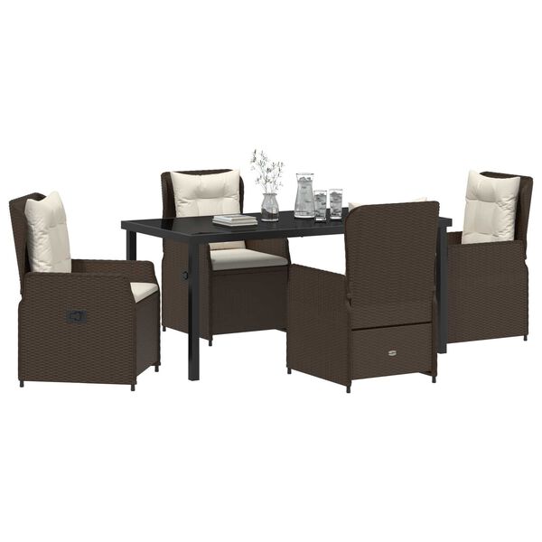 vidaXL Garten Essgruppe 5 pcs Braun Poly-Rattan