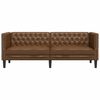 vidaXL Chesterfield-Sofa 3-Sitzer Braun Kunstleder in Wildleder-Optik