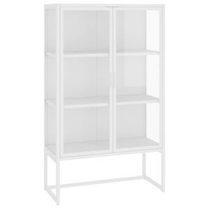 vidaXL Highboard Wei&szlig; 80x35x135 cm Stahl und Geh&auml;rtetes Glas