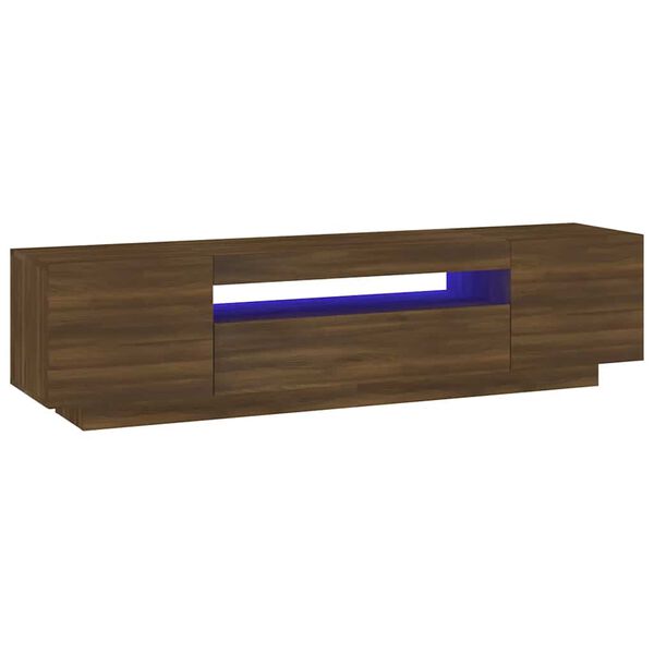vidaXL TV-Schrank mit LED-Leuchten Braun Eichen-Optik 160x35x40 cm