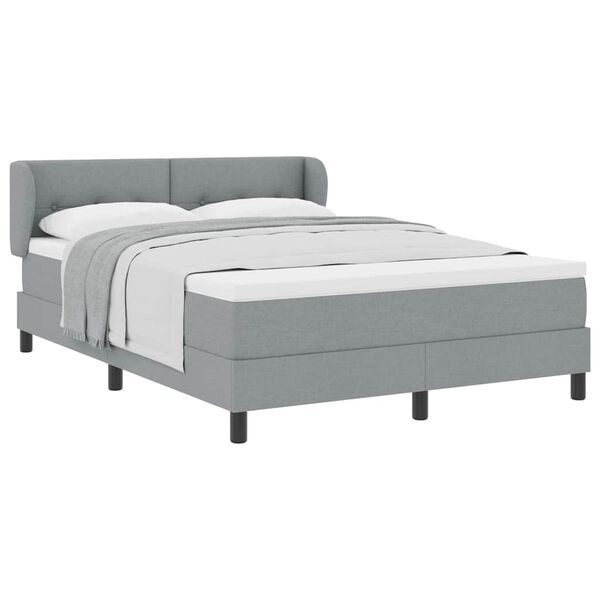 vidaXL Boxspringbett mit Matratze Hellgrau 140 x 190 cm Stoff