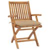 vidaXL Klappbare Gartenst&uuml;hle mit Kissen 4 Stk. Massivholz Teak