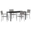 vidaXL Garten Essgruppe mit Kissen 5 pcs Grau Poly-Rattan