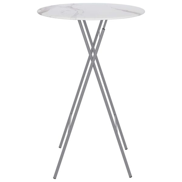 vidaXL Bartisch Klappbar Wei&szlig; &Oslash;80 cm Glas in Marmor-Optik