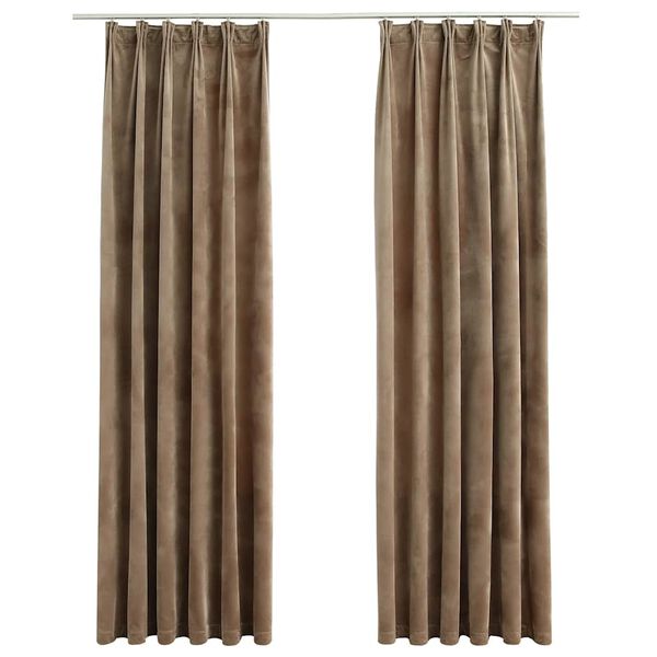 vidaXL Verdunkelungsvorh&auml;nge mit Haken 2 Stk. Samt Beige 140x225 cm