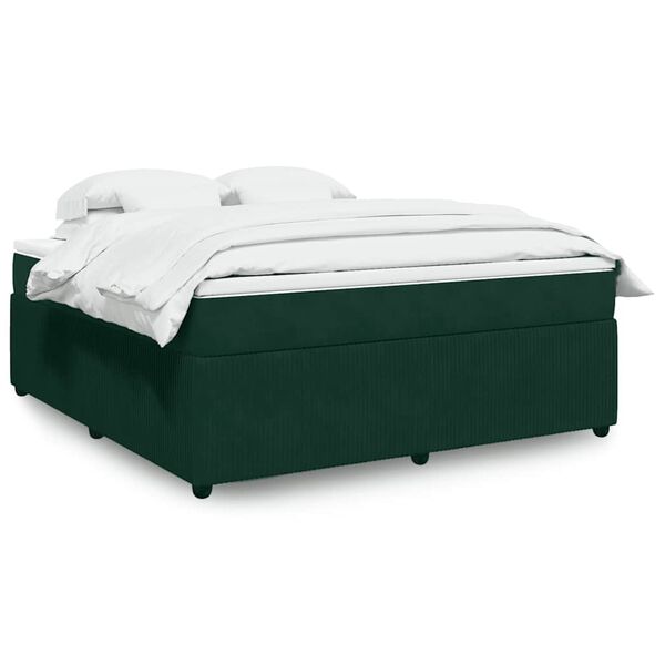vidaXL Boxspringbett mit Matratze Dunkelgr&uuml;n 180x200 cm Samt