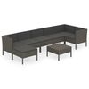 vidaXL 8-tlg. Garten-Lounge-Set mit Auflagen Poly Rattan Grau