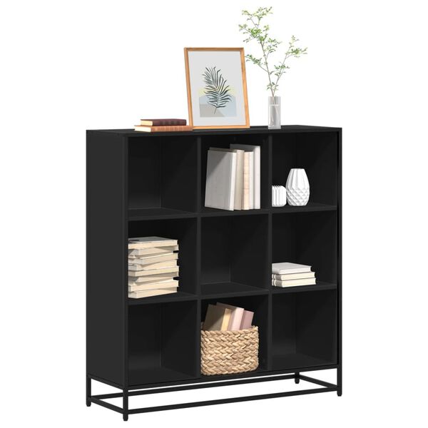 vidaXL B&uuml;cherregal Schwarz 97,5x33x107,5 cm Holzwerkstoff und Metall