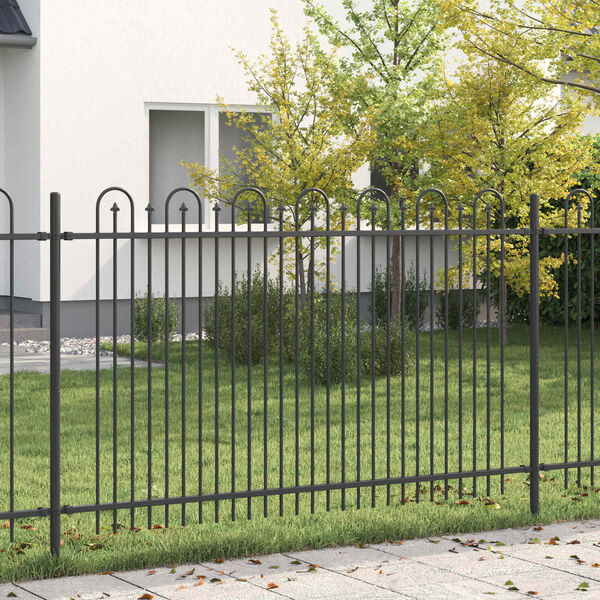 vidaXL Spitzenbogenzaun Schwarz 200 x 130 cm Pulverbeschichteter Stahl