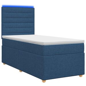 vidaXL Boxspringbett mit Matratze mit Kopfteil Blau 90 x 200 cm Stoff