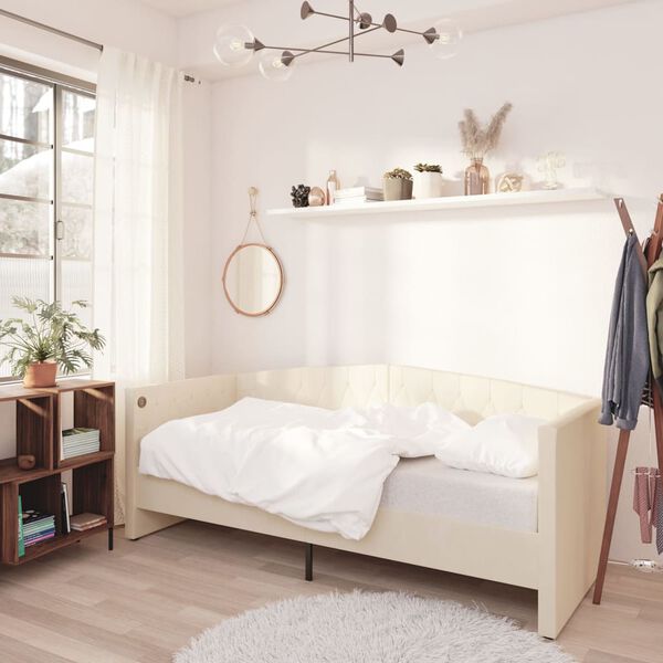 vidaXL Tagesbett USB Creme Samt 90x200 cm