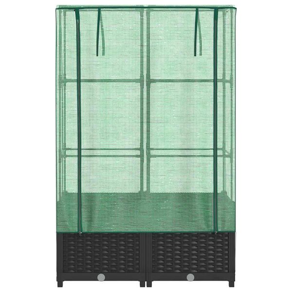 vidaXL Hochbeet mit Gew&auml;chshaus-Aufsatz Rattan-Optik 80x40x138 cm