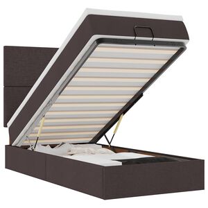 vidaXL Ottomane Bett mit Matratze & LEDs Dunkelbraun 90x200 cm Stoff